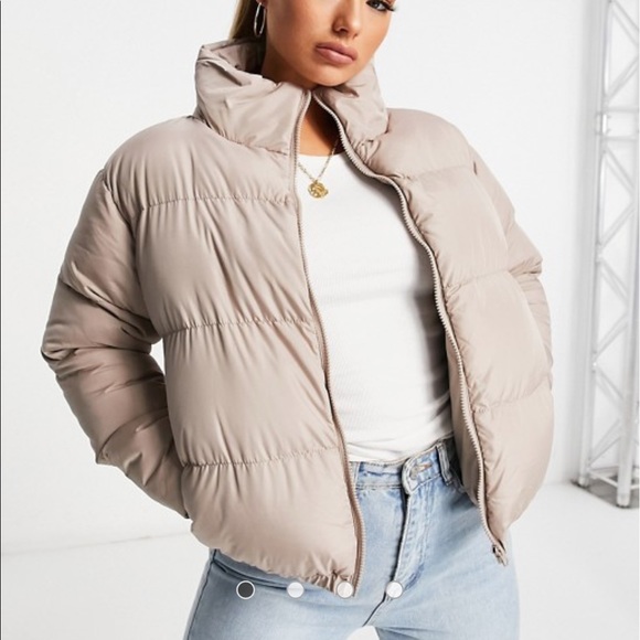 Threadbare cropped puffer jacket in taupe (ASOS) - Picture 5 of 5